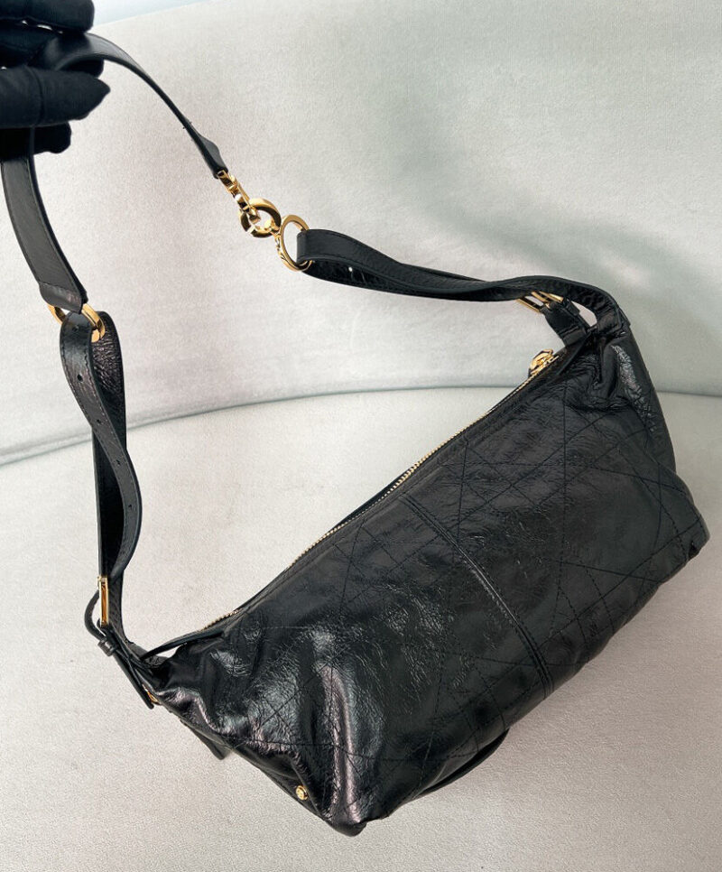 Christian Dior Small D-Journey Bag in Shiny Goatskin Black